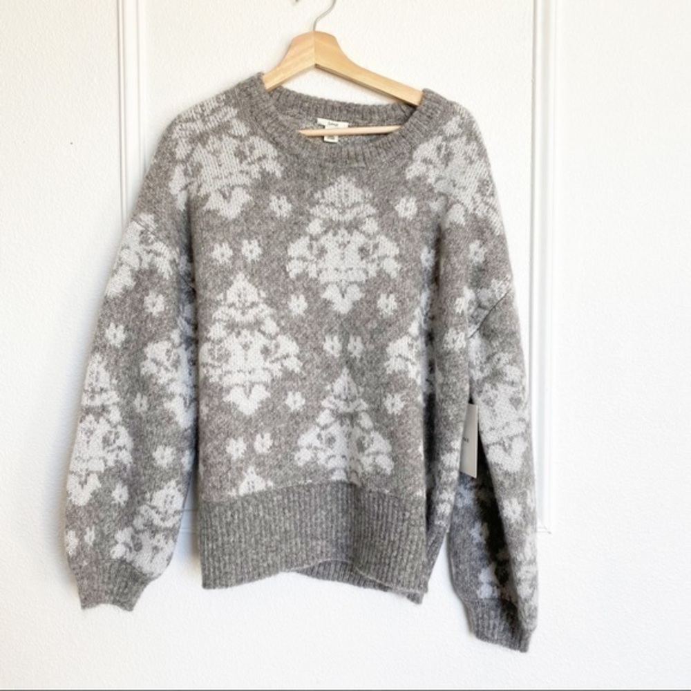 Lewit Jacquard mohair metallic and gray chunky wool mohair oversized  sweater